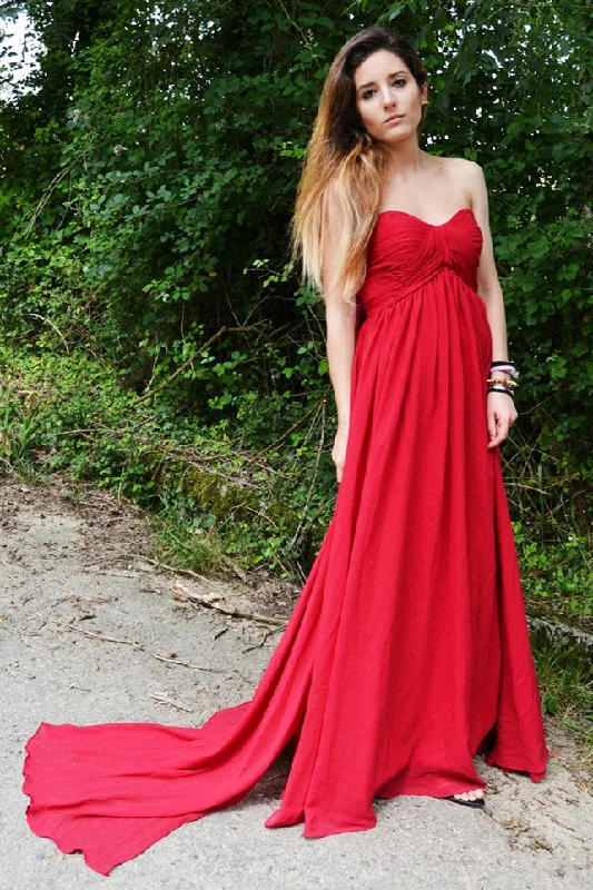 Crazy Savings A-line Sweetheart Floor Length Chapel Chiffon Prom Dress