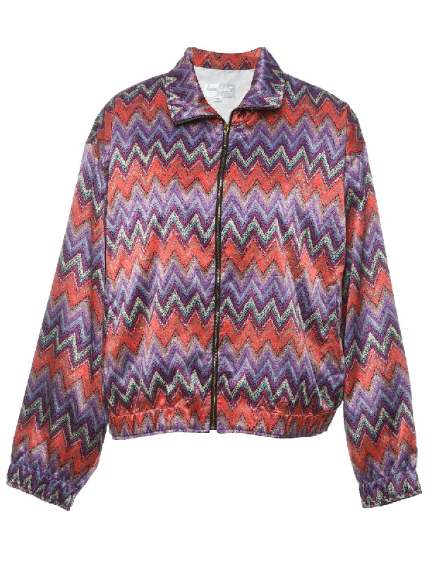 Inventory Reduction fashionable outerwearMulti-Colour Zig-Zag 1990s Nylon Jacket - M Inventory Reduction fashionable outerwearMulti-Colour Zig-Zag 1990s Nylon Jacket - M