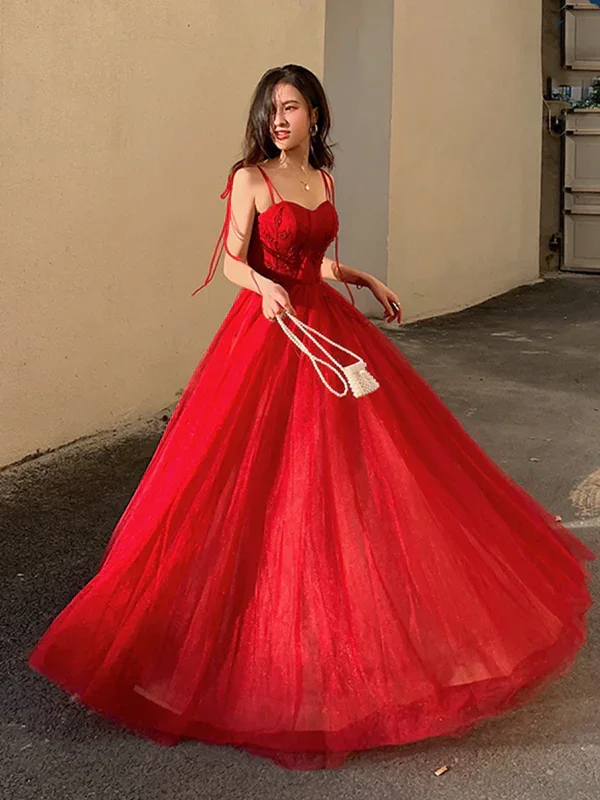 Seasonal Clearance chic slip dresschic slip dressSpaghetti Straps Burgundy Floral Prom Dresses, Wine Red Long Formal Evening Dresses with Corset Back Y1297