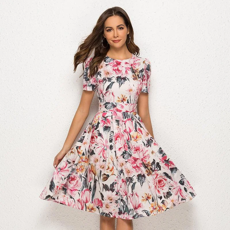 Exclusive Preview party-ready dressparty-ready dressShort-sleeved floral print party dress