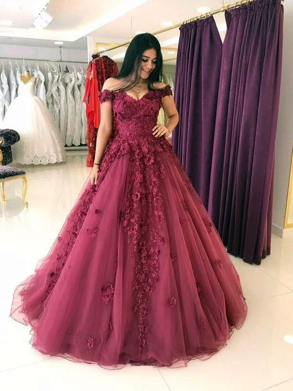 Big Discounts Beautiful Prom Dresses Off-the-shoulder Tulle Long Prom Dress/Evening Dress JKL106