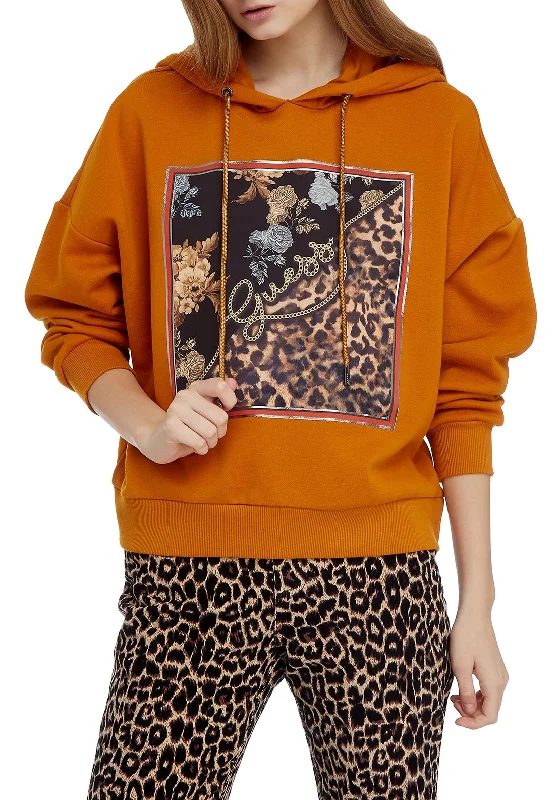 Best Deals cozy hoodie for cold weatherGuess Floral & Animal Print Hoodie, Orange