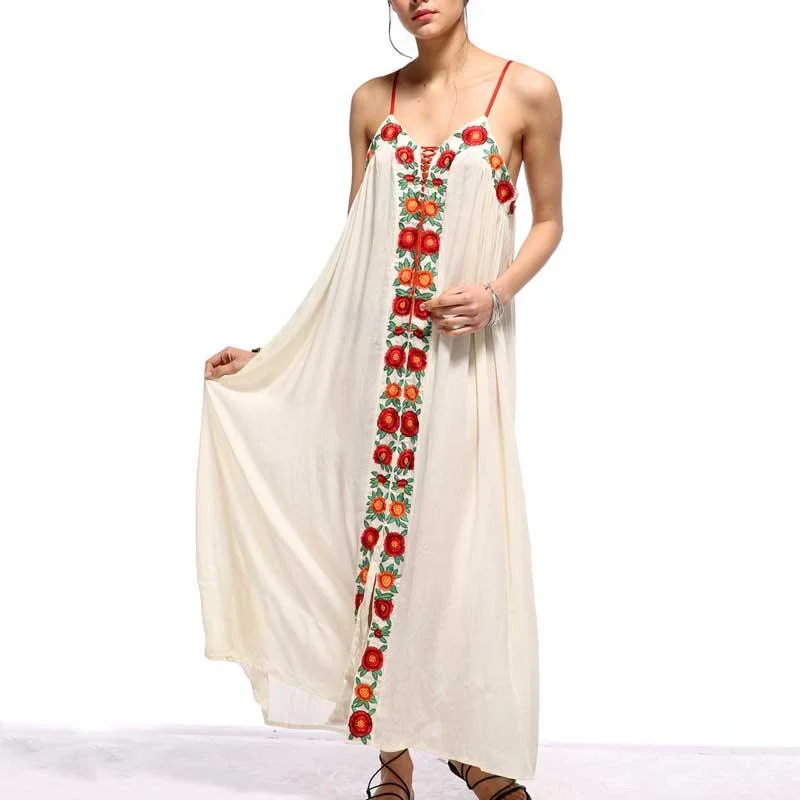 Steals and Deals casual knit dresscasual knit dressColorful flower embroidery domineering long skirt