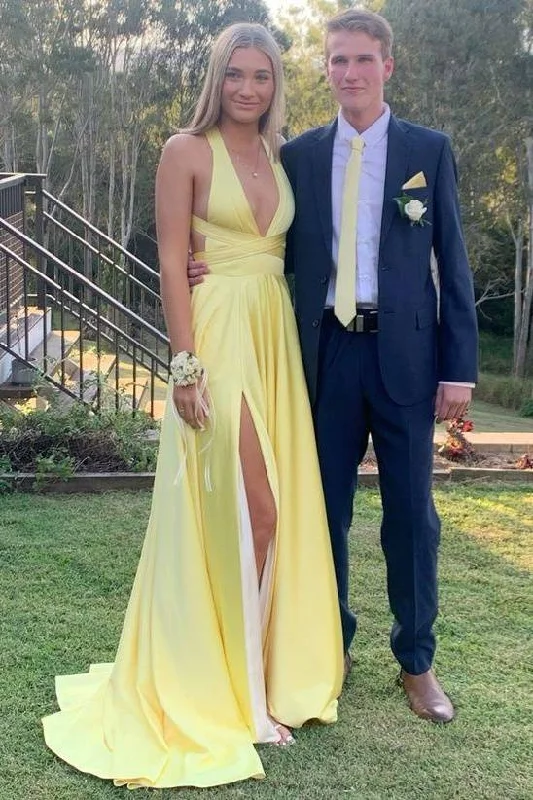 Sale Event wool dresswool dressLow V-Neck Sleeveless Empire Satin A-Line Party Prom Dress