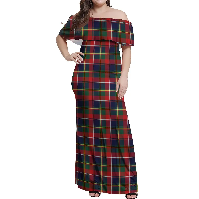 Limited Time Discount Quebec Province Canada Tartan Off Shoulder Long Dress
