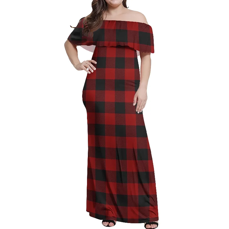 Can't Be Beat Rob Roy Macgregor Tartan Off Shoulder Long Dress