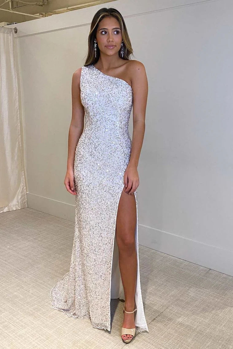 Weekend Deal boho dressboho dressSequins One Shoulder Sleeveless Empire Party Prom Dress