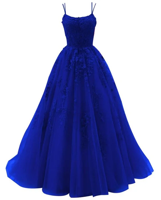 Final Markdown evening dressevening dressSpaghetti Strap Prom Dress Lace Appliques Wedding Tulle Long Dress Princess Formal Evening Gowns Y1202