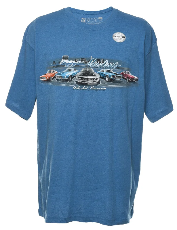 Weekend Deal sporty jacketBlue Mustang Design Printed T-shirt - XL