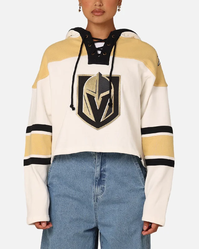 Deal of the Week stylish pullover sweatshirt47 Brand Women's Vegas Golden Knights Cropped Lacer Hoodie White Wash