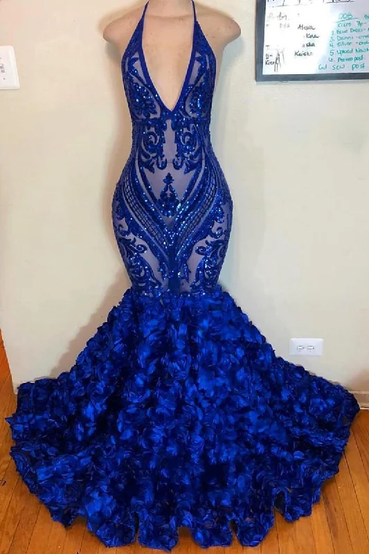 Low Prices sleeveless dresssleeveless dressmermaid prom dresses ,royal blue evening dresses, hand made flowers prom dress, new prom dresses, arabic evening dress Y1198