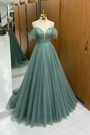 Deep Discounts bodycon dressbodycon dressOff-Shoulder Tulle A-Line Appliques Empire Long Party Prom Dress