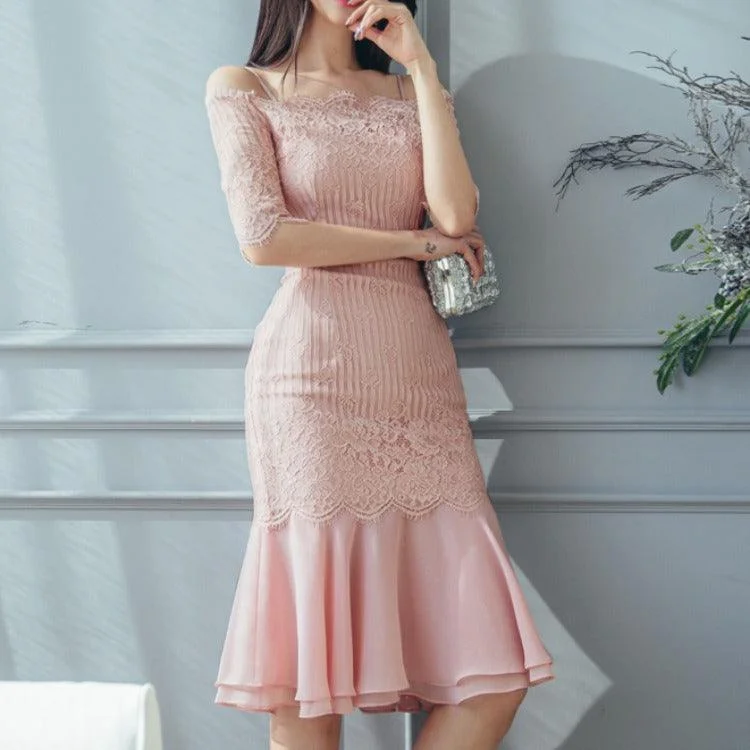 Bargain Bin v-neck dressv-neck dressPatchwork ruffled fishtail dress