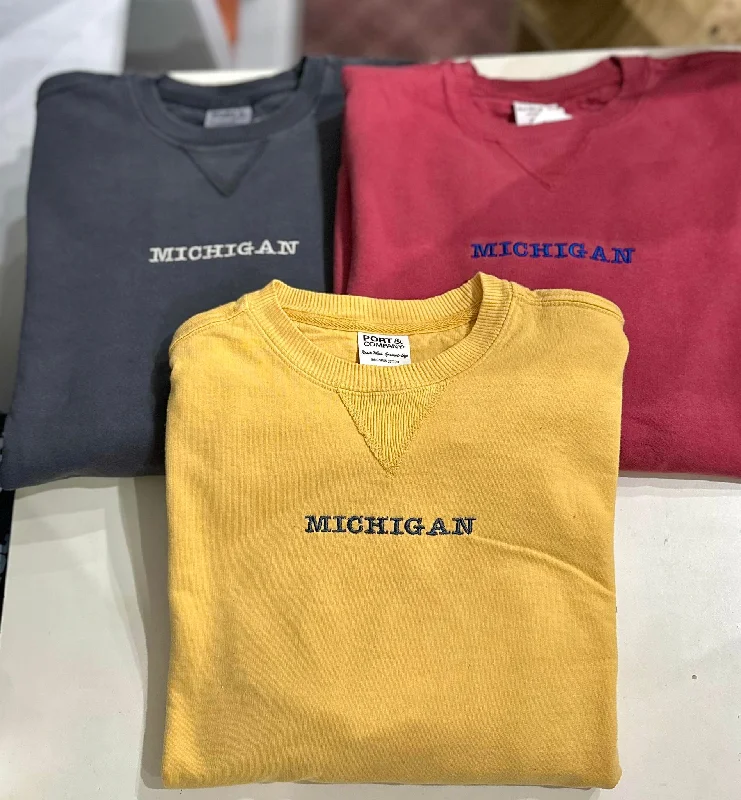 Bargain Blast performance workout sweatshirtTNT104 MI Typewriter Font Embroidered Crew Bargain Blast performance workout sweatshirtTNT104 MI Typewriter Font Embroidered Crew