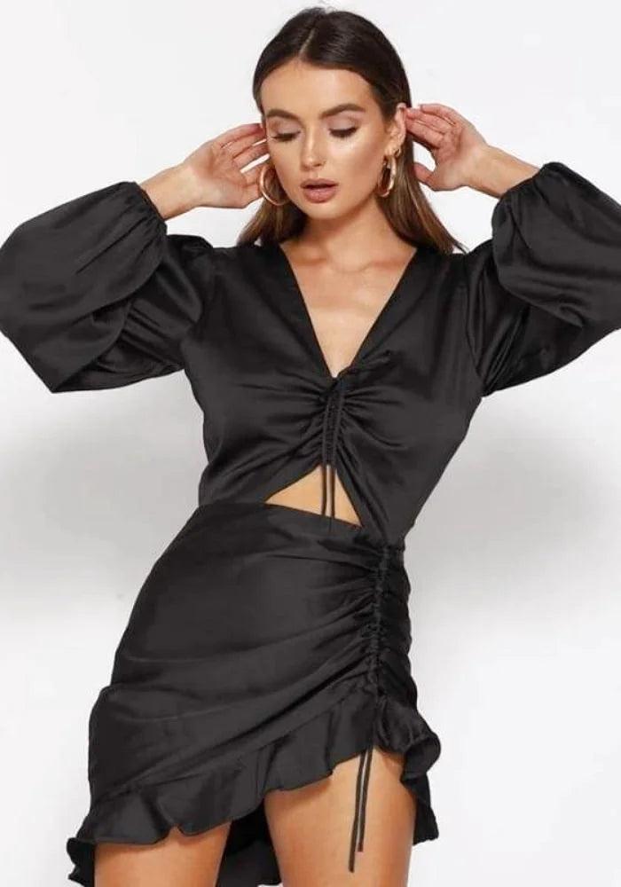 Last Chance t-shirt dresst-shirt dressBlack Satin Dress With Sleeves