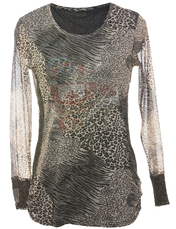 Great Bargains oversized coatAnimal Print Evening Top - M