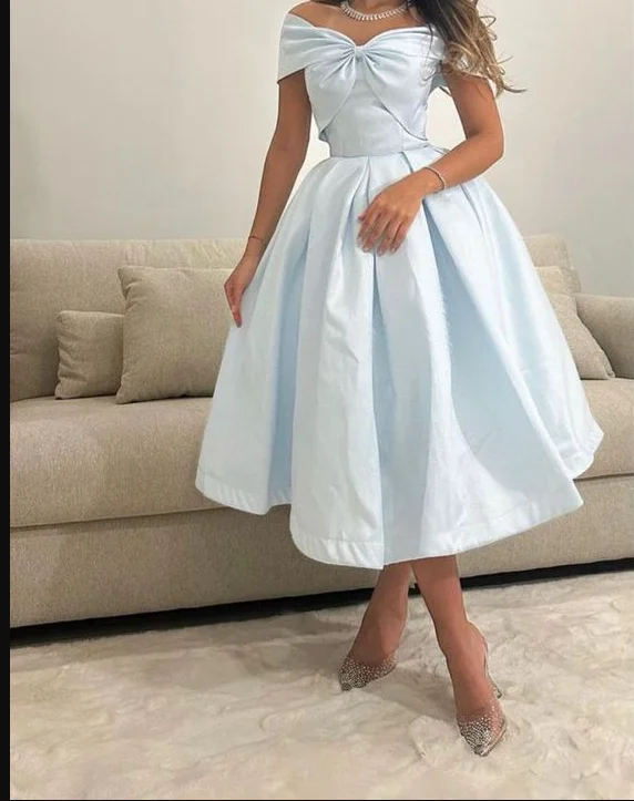 One-DAY Sale draped dressdraped dressElegant Off The Shoulder Blue Party Dress,Blue Prom Dress Y5029