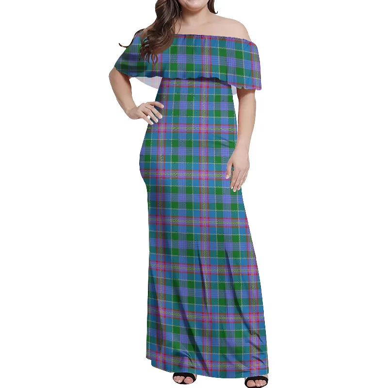 TIME-Limited Offer Ralston Tartan Off Shoulder Long Dress