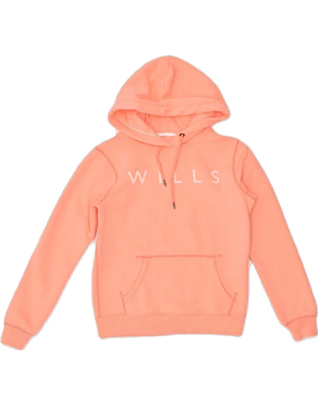 Can't Miss sporty hooded sweatshirtJACK WILLS Womens Graphic Hoodie Jumper UK 10 Small Orange Cotton