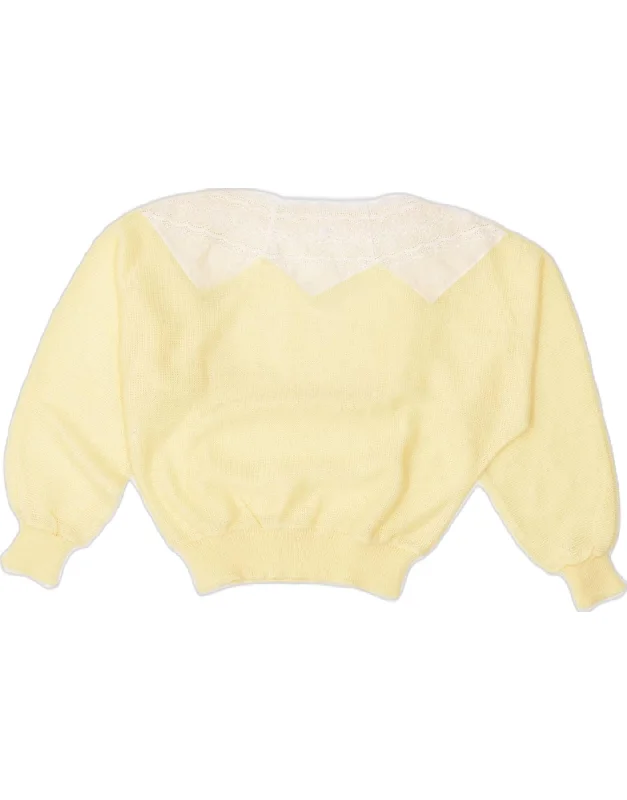 Overstock cool hoodieVINTAGE Womens Boat Neck Jumper Sweater UK 16 Large Yellow Cotton