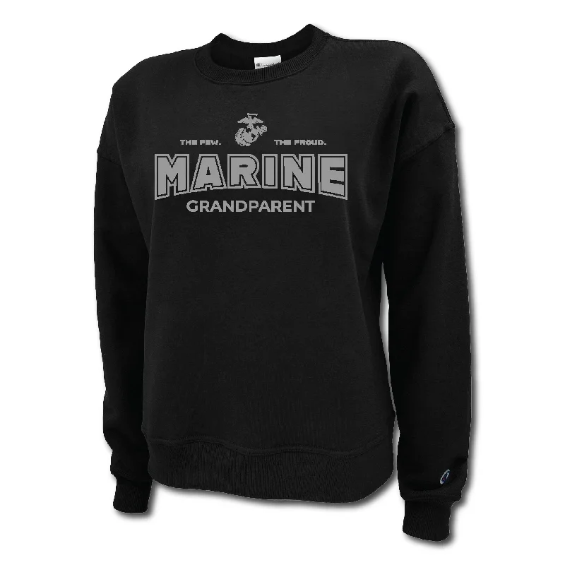 Hot Deal long-sleeve athletic hoodieMarines Grandparent Ladies Crewneck (Black)