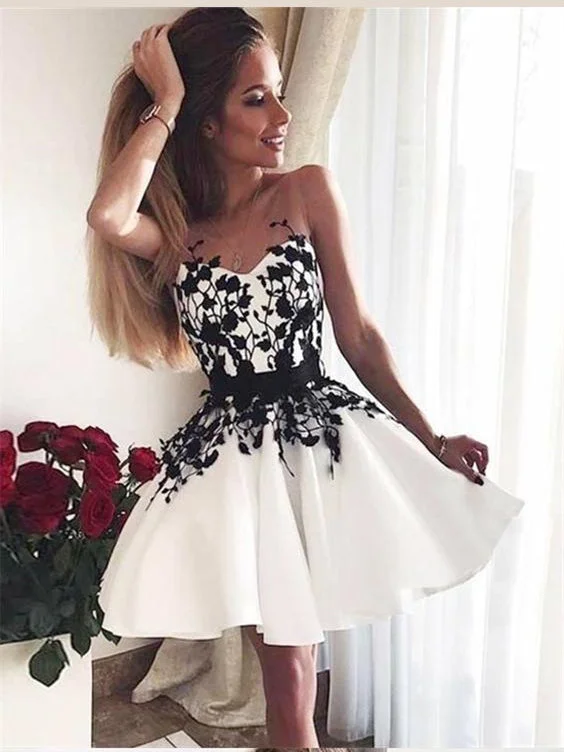 Price Rollback Black and White Homecoming Dresses Chic Short Prom Dress Party Dress JK659