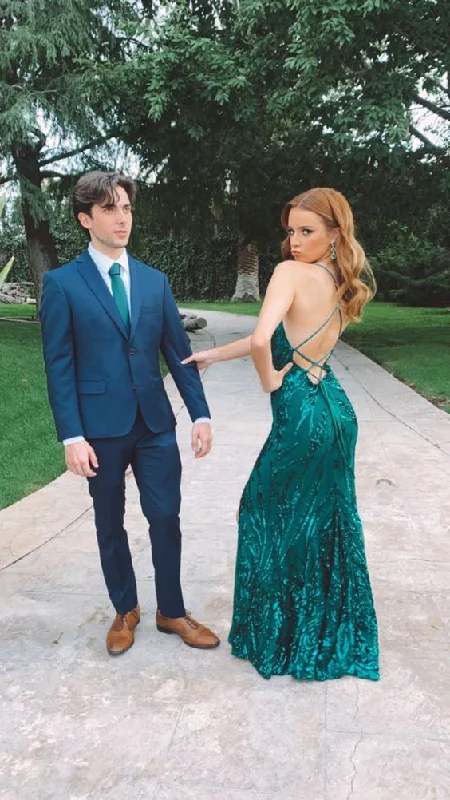 Midnight Sale velvet dressvelvet dressGreen Mermaid Long Formal Gown with Split,Backless Evening Dress Y1576