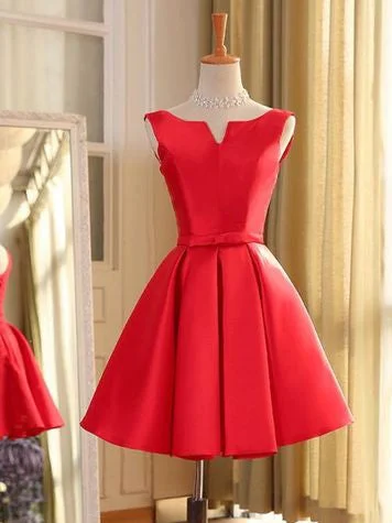 Exclusive Deal Sexy Cheap Homecoming Dress Bateau Satin Bowknot Short Prom Dress Party Dress JK410
