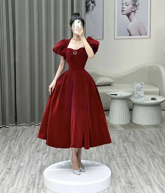 Daily Deals backless dressbackless dressBurgundy Velvet Prom Dress, A-Line Puffy Sleeve Evening Party Dress Y4653 Daily Deals backless dressbackless dressBurgundy Velvet Prom Dress, A-Line Puffy Sleeve Evening Party Dress Y4653