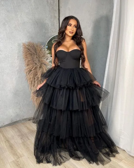 Online Only flowy dressflowy dressElegant A-Line Strapless Long Black Prom Dress Y4894 Online Only flowy dressflowy dressElegant A-Line Strapless Long Black Prom Dress Y4894