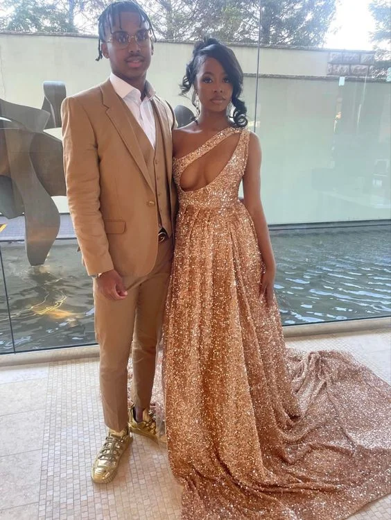 Today’s Deal minimalistic dressminimalistic dressSparkly Rose Gold Sequin Prom Dress With Train,Sexy Evening Gown Y1436