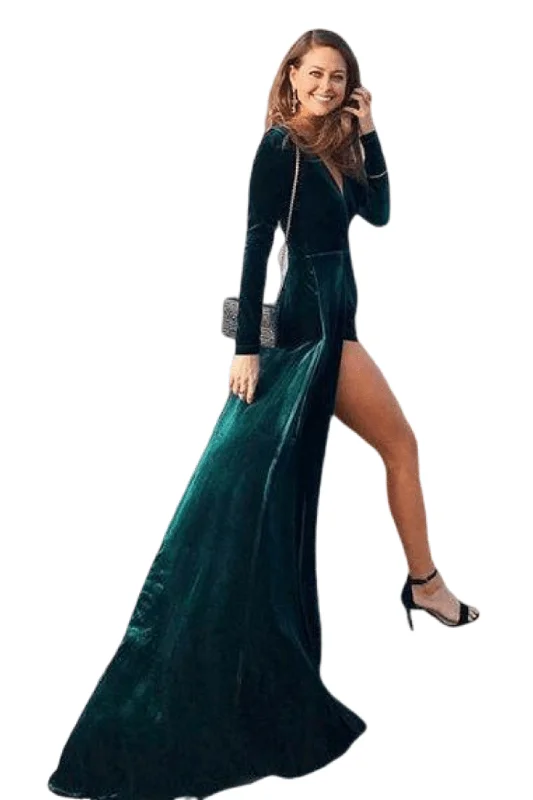 Savings Galore v-neck dressv-neck dressFontaine Velvet Dress (Emerald) - RRP $389