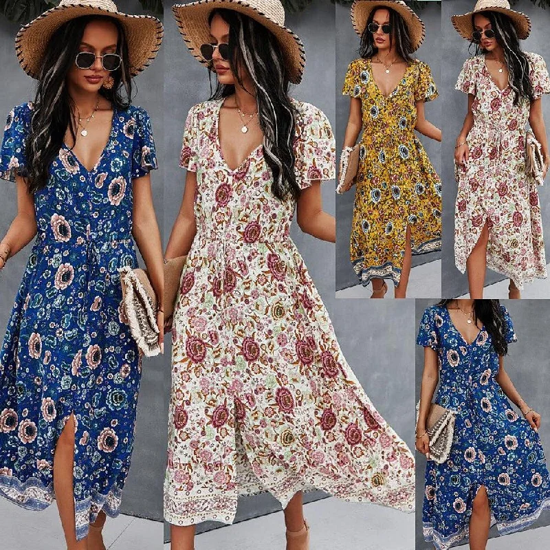 Limited Time Discount casual slip dresscasual slip dressFashion V-neck Sexy Print Dress