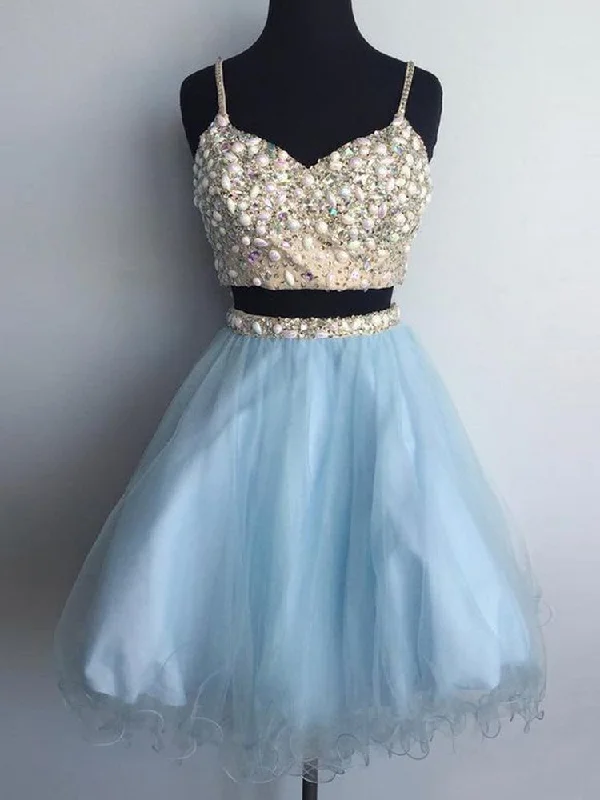 Hurry In Two Piece Homecoming Dresses Aline Sparkly Short Prom Dress Sexy Party Dress JK837