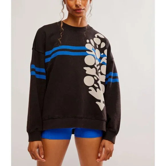 Savings Event performance hoodie for gymFree People All Star Buti Logo Pullover - BLACK/WHITE COMBO