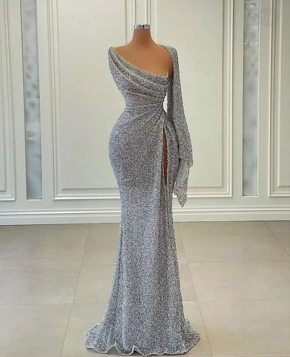 Today’s Deal satin midi dresssatin midi dressMermaid Sequin Long Prom Dress Irregular Neckline Charming Evening Gown Y269