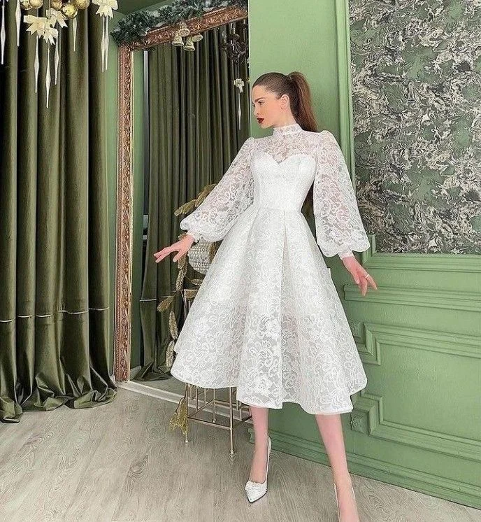 Daily Deals backless dressbackless dressMid Calf Wedding Dress, Women's Summer Dress White High Collar With Puff Sleeves Y4789 Daily Deals backless dressbackless dressMid Calf Wedding Dress, Women's Summer Dress White High Collar With Puff Sleeves Y4789