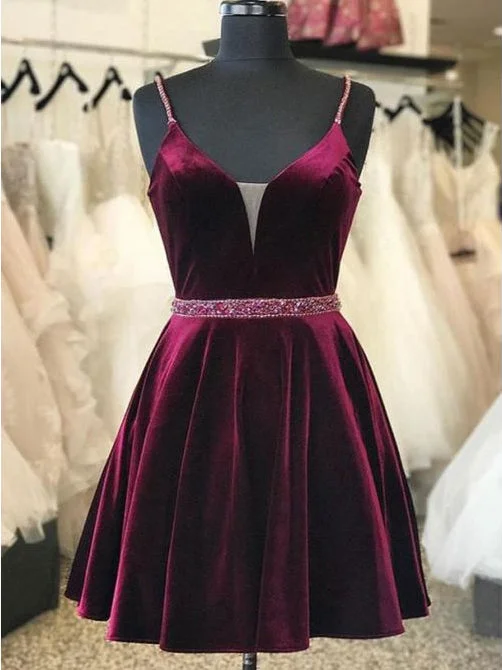 Inventory Reduction Cheap Homecoming Dresses Aline Velvet Chic Short Prom Dress Party Dress JK652