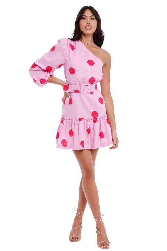 Overstock flowy evening dressflowy evening dressBUY IT REBECCA VALLANCE Dalia one Shoulder Mini Dress (Pink)