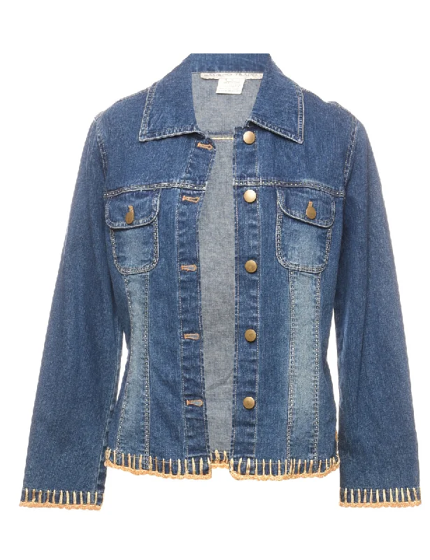 Exclusive Savings elegant coatStone Wash & Crochet Denim Jacket - S