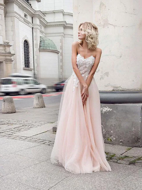 Year-End Clearance Chic Prom Dresses A line Sweetheart Floor Length Lace Long Prom Dress JKL564