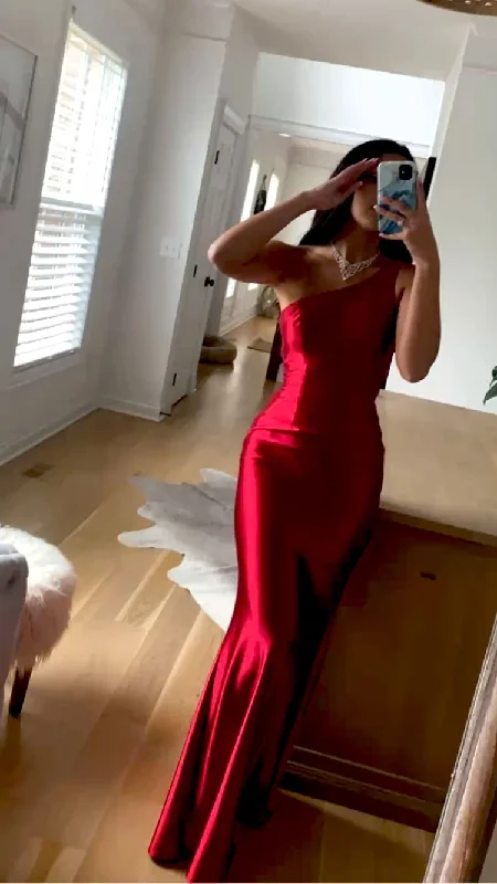Price Cut wrap-around dresswrap-around dressOne Shoulder Red Satin Long Prom Dress Glamorous Evening Dress Y431 Price Cut wrap-around dresswrap-around dressOne Shoulder Red Satin Long Prom Dress Glamorous Evening Dress Y431