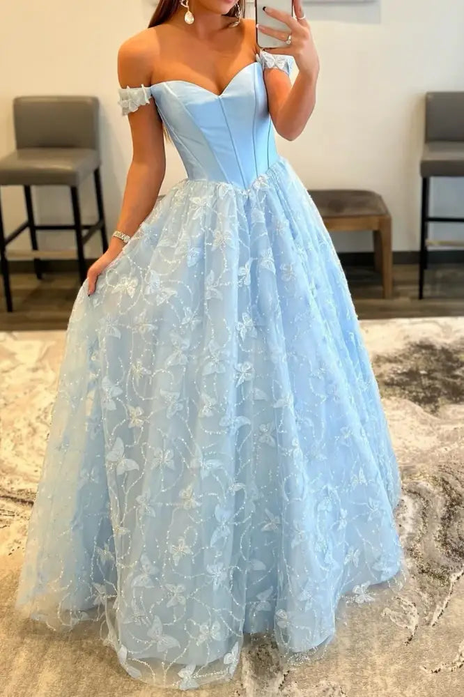 Bargain Blast fitted dressfitted dressTwo Tone A-Line Off-Shoulder Appliques Prom Dress Bargain Blast fitted dressfitted dressTwo Tone A-Line Off-Shoulder Appliques Prom Dress