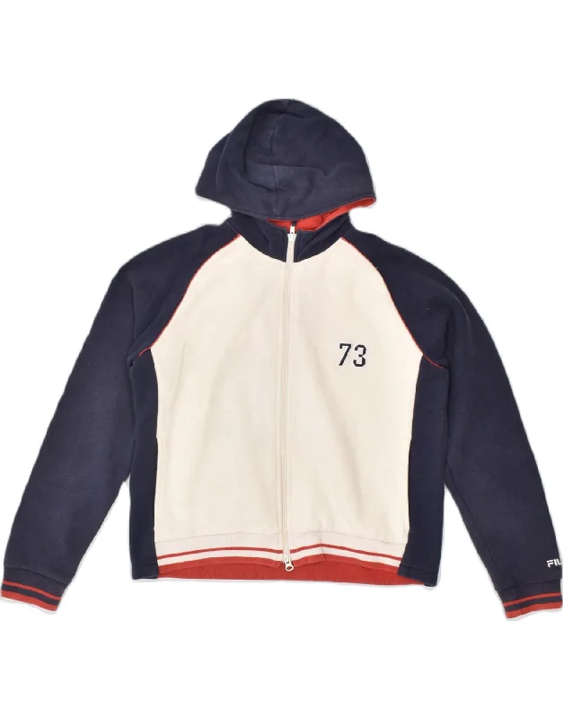 Stock Clearance comfortable hoodieFILA Womens Zip Hoodie Sweater IT 46/48 Large Navy Blue Colourblock Cotton