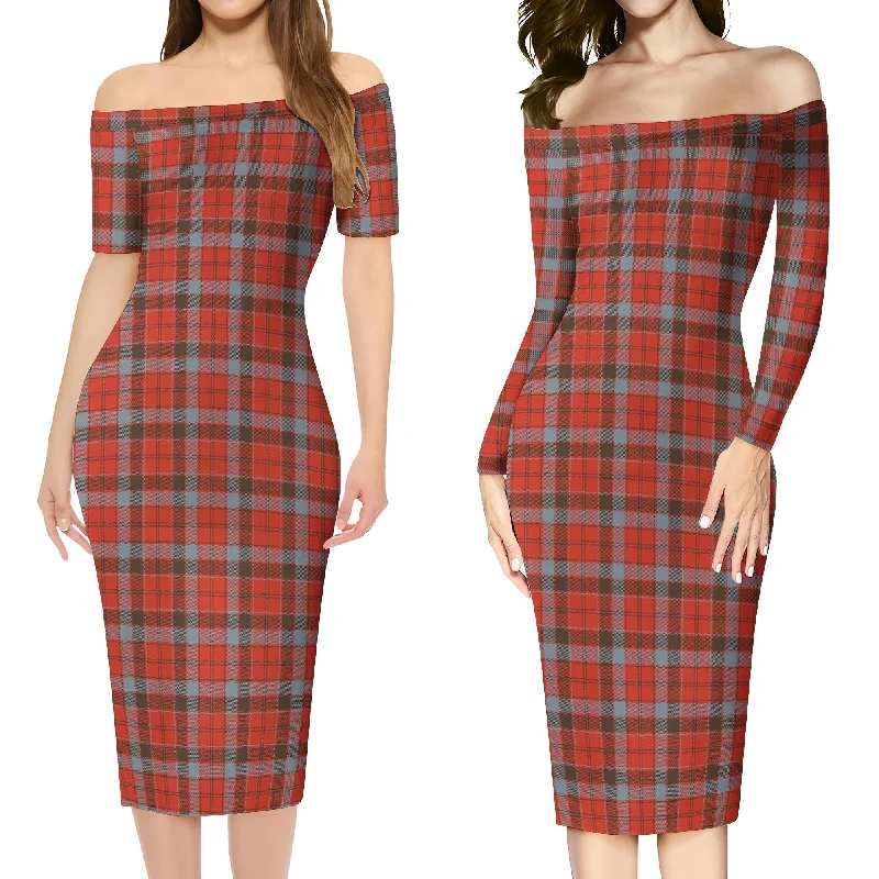 Super Sale Robertson Weathered Tartan Off Shoulder Lady Dress