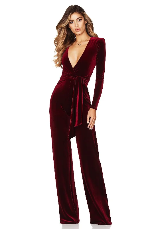 Mega Deal stylish dressstylish dressBUY IT NOOKIE Vamp Velvet Jumpsuit (Wine Red)