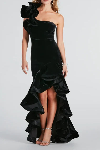 Bargain Prices sleek midi dresssleek midi dressRuffled One Shoulder Sleeveless Velvet Prom Dress With Slit Bargain Prices sleek midi dresssleek midi dressRuffled One Shoulder Sleeveless Velvet Prom Dress With Slit