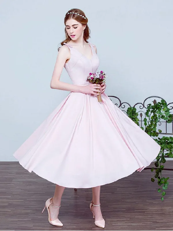 Price Drop Homecoming Dress Bowknot Lace-up Tea-length Short Prom Dress Party Dress JK280
