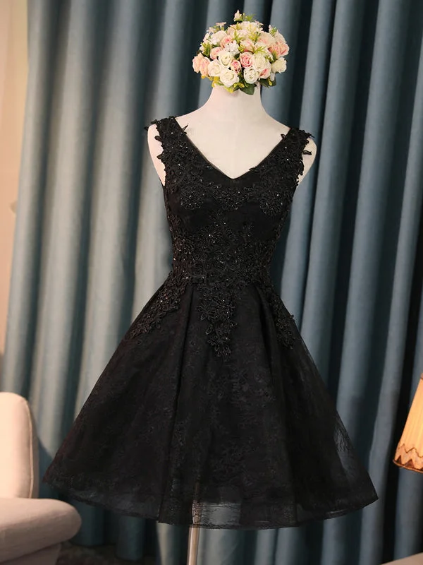 Special Discount Little Black Dress Lace Cute Homecoming Dress Short Prom Dress Party Dress JK353