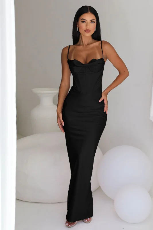 Final Clearance chic wrap dresschic wrap dressHOUSE OF CB Charmaine Corset Gown (Black) - RRP $389